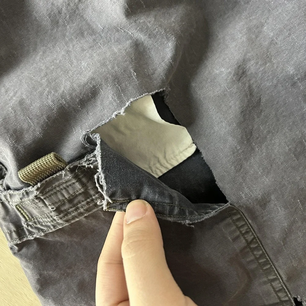 Vintage Y2K American Eagle Cargo Shorts Mens 33 Blue‎ Canvas Distressed